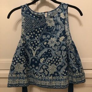 Free People Blue Floral Top